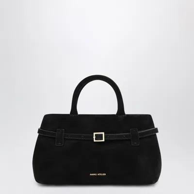 Manu Atelier Le Cambon Suede Shoulder Bag In Black