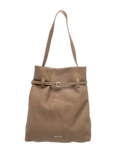 Pre-owned Manu Atelier Leather Bucket Bag In Neutrals