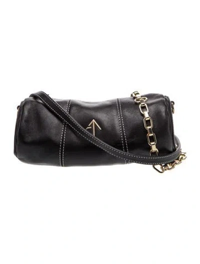 Pre-owned Manu Atelier Leather Crossbody Bag In Black