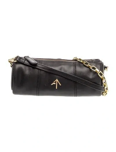 Pre-owned Manu Atelier Leather Crossbody Bag In Black