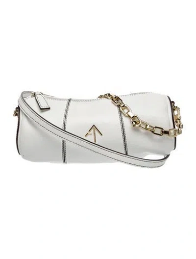 Pre-owned Manu Atelier Leather Crossbody Bag In White