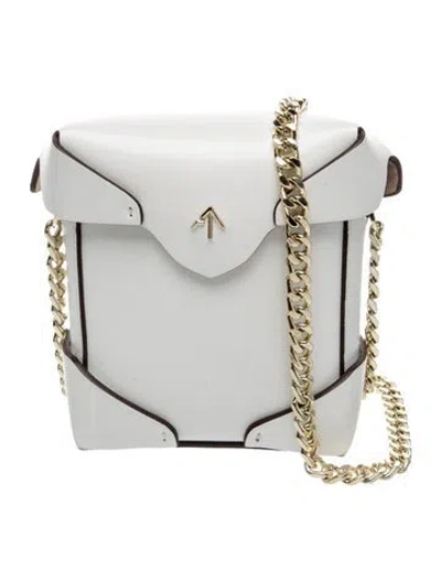 Pre-owned Manu Atelier Leather Crossbody Bag In White