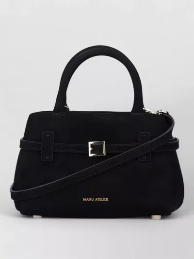 Manu Atelier Leather Shoulder Bag In Black