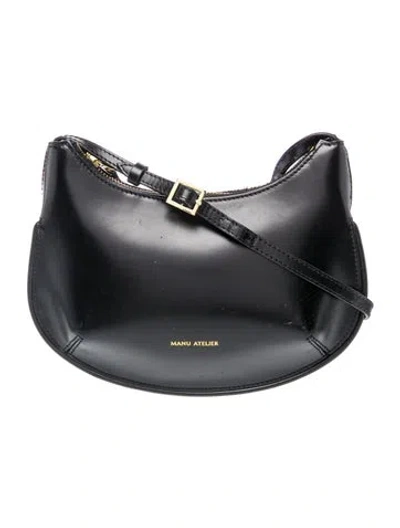 Pre-owned Manu Atelier Leather Shoulder Bag In Black