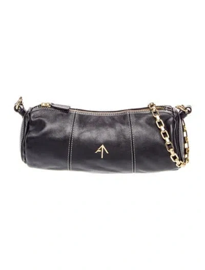 Pre-owned Manu Atelier Leather Shoulder Bag In Black