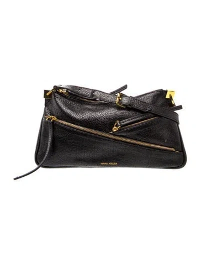 Pre-owned Manu Atelier Leather Shoulder Bag In Black