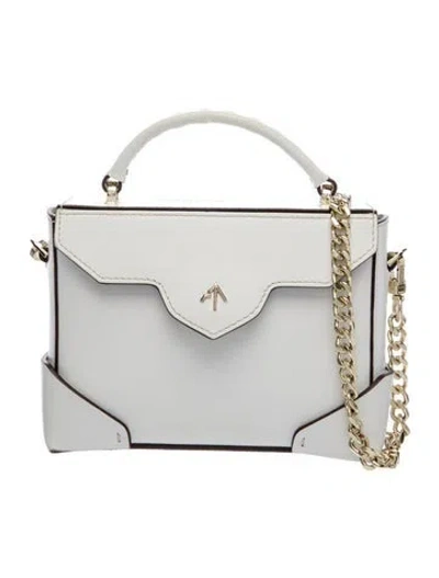 Pre-owned Manu Atelier Leather Shoulder Bag In White