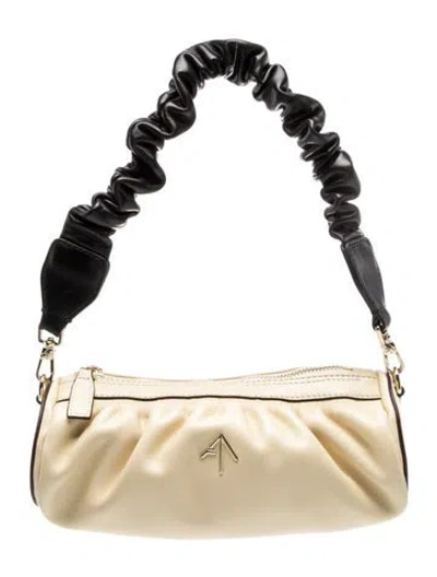 Pre-owned Manu Atelier Leather Shoulder Bag In White