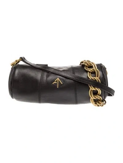 Pre-owned Manu Atelier Leather Top Handle Bag In Black