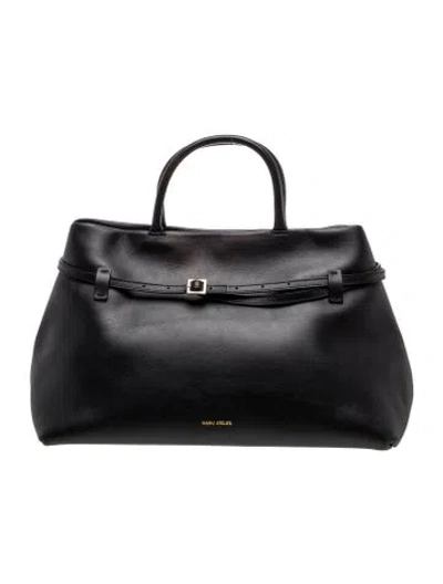 Pre-owned Manu Atelier Leather Top Handle Bag In Black