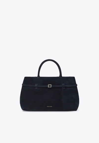 Manu Atelier Leather Top Handle Bag In Blue