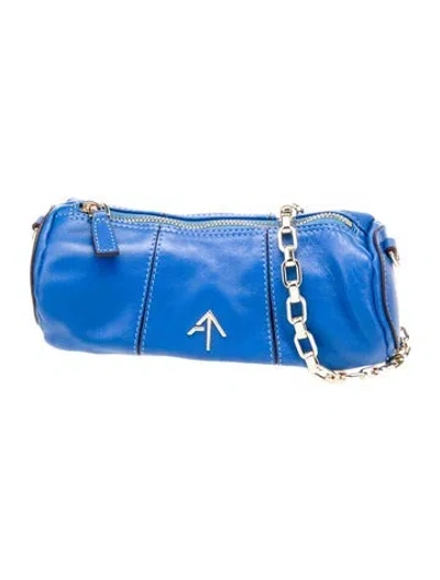 Pre-owned Manu Atelier Leather Top Handle Bag In Blue