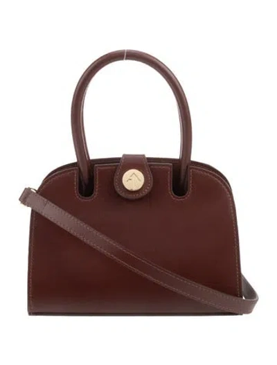 Pre-owned Manu Atelier Leather Top Handle Bag In Burgundy