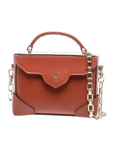 Pre-owned Manu Atelier Leather Top Handle Bag In Burgundy