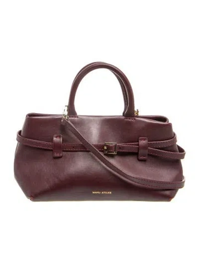 Pre-owned Manu Atelier Leather Top Handle Bag In Burgundy