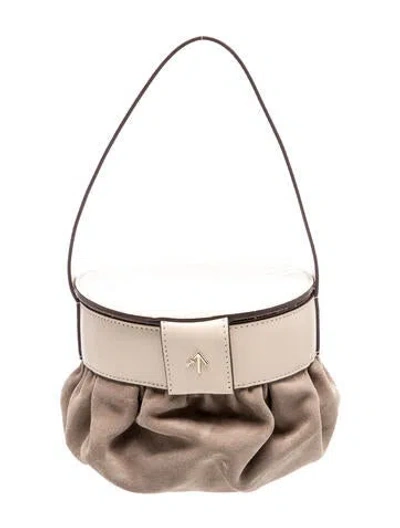 Pre-owned Manu Atelier Leather Top Handle Bag In Neutrals