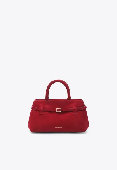 Manu Atelier Leather Top Handle Bag In Red