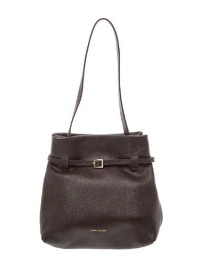 Pre-owned Manu Atelier Leather Tote Du Jour In Brown