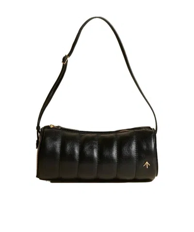 Manu Atelier Logo Shoulder Bag In Black