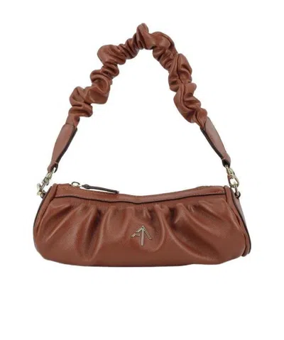 Manu Atelier Logo Shoulder Bag In Brown