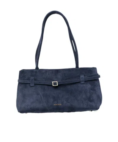 Manu Atelier Logo-lettering Handbag In Blue