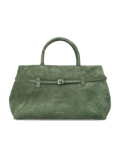 Manu Atelier Le Cambon 35 Green Suede Bag Velvet Calf Leather Tote