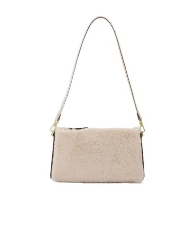 Manu Atelier Mini Artificial Fur Shoulder Bag In Nude