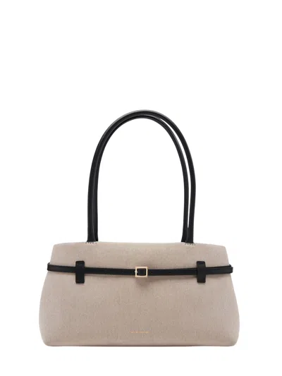Manu Atelier Mini Calf Leather Tote Bag In Neutral