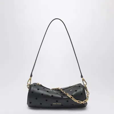 Manu Atelier Mini Cylinder Bag In Perforated Leather In Black