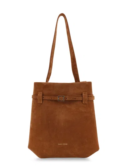 Manu Atelier Mini Tote Du Jour Suede Shoulder Bag In Brown