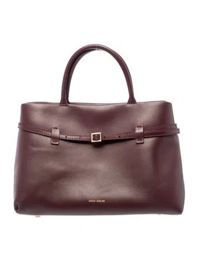 Pre-owned Manu Atelier Nubuck Top Handle Bag In Burgundy