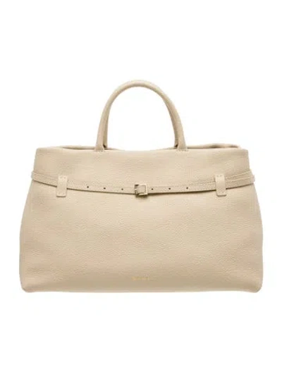 Pre-owned Manu Atelier Nubuck Top Handle Bag In Neutral