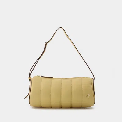 Manu Atelier Padded Cylinder Bag In Beige