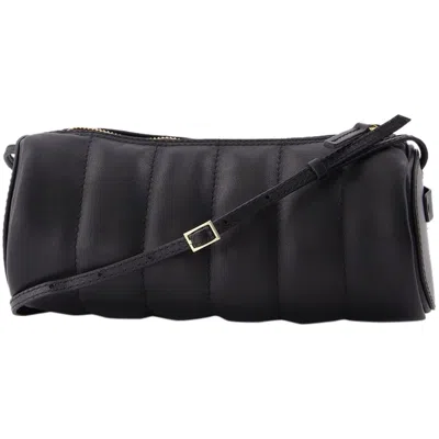 Manu Atelier Padded Cylinder Bag In Black Leather