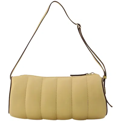 Manu Atelier Padded Cylinder Bag In Cream Leather In Beige