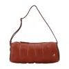 Manu Atelier Padded Cylinder Bag In Red Leather In Brown