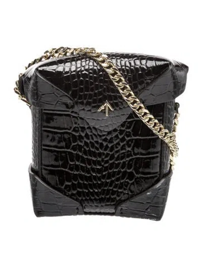 Pre-owned Manu Atelier Patent Leather Crossbody Bag In Black