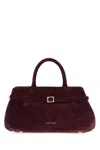 Manu Atelier Structured Suede Le Cambon 25 Shoulder Bag In Purple