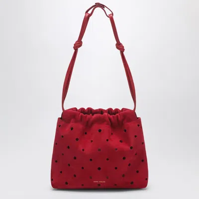 Manu Atelier Romy Perforated Mini Suede Pouch In Red