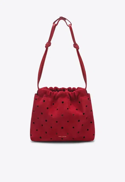 Manu Atelier Romy Perforated Suede Pouch Bag In Brown
