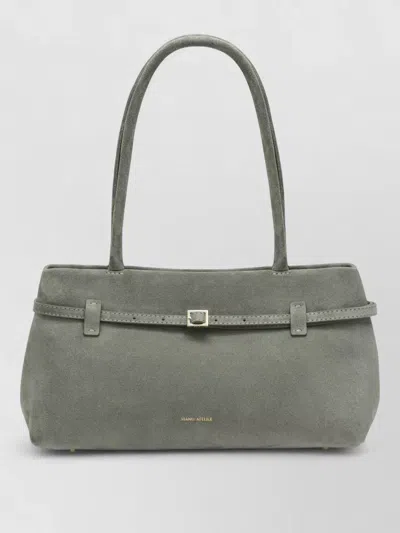 Manu Atelier East West Suede Mini Handbag With Adjustable Strap In Green