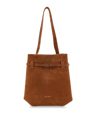 Manu Atelier Shoulder Bag Mini Tote Du Jour In Suede In Brown