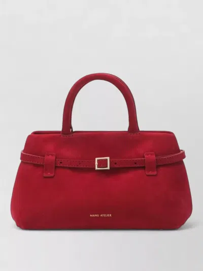 Manu Atelier Shoulder Bag Structured Shape Top Handle Buckle In Red