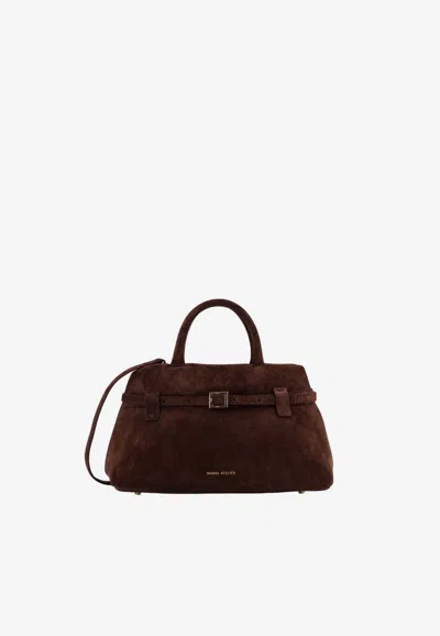 Manu Atelier Small Le Cambon Suede Handbag In Brown