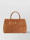 Manu Atelier Structured Suede Top Handle Tote Bag