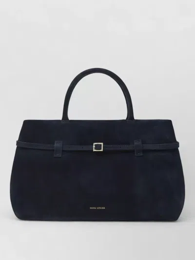 Manu Atelier Structured Suede Tote Bag Top Handle