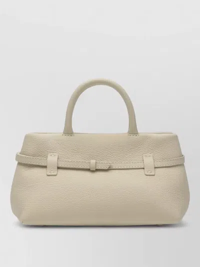 Manu Atelier Structured Textured Tote Bag Top Handle Buckle
