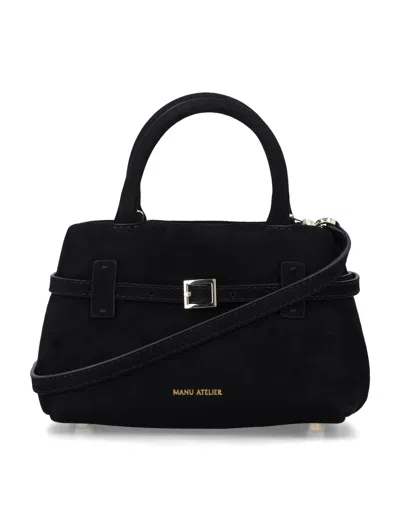 Manu Atelier Structured Top Handle Bag In Nero