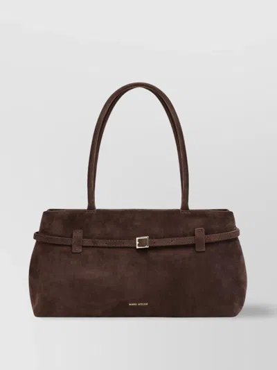 Manu Atelier Suede Le Cambon Bag Buckle Top Handle