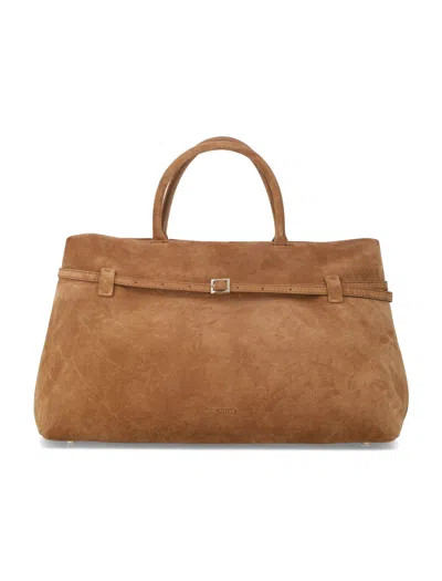 Manu Atelier Suede Leather Duffel Bag In Muscade